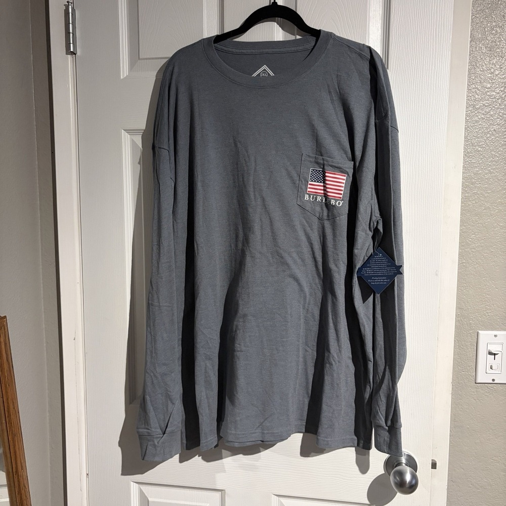 New Burlebo Long Sleeve American President Quote Tee Men's Size 2XL grey/ blue